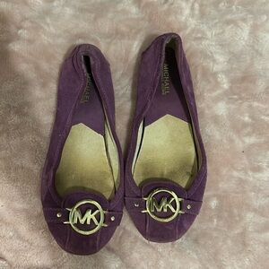 Purple suede flats